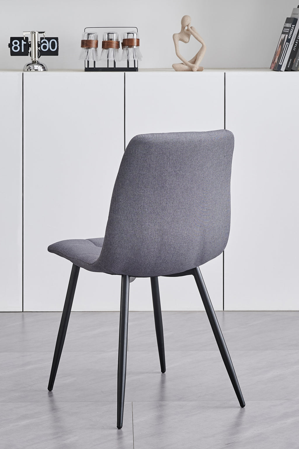 C-1593 Dining Chair (Grey Fabric) (Set of 2)