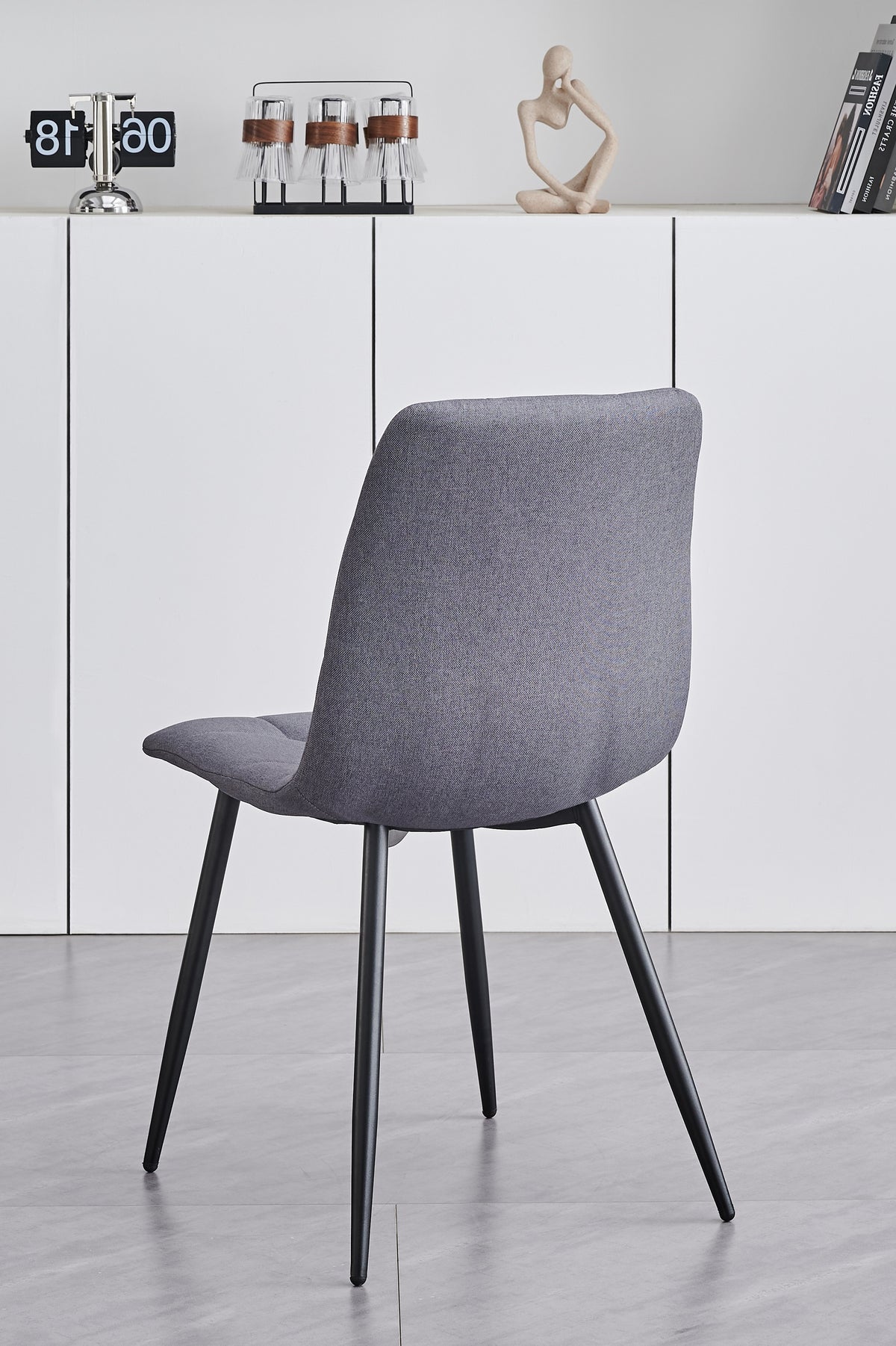 C-1593 Dining Chair (Grey Fabric) (Set of 2)