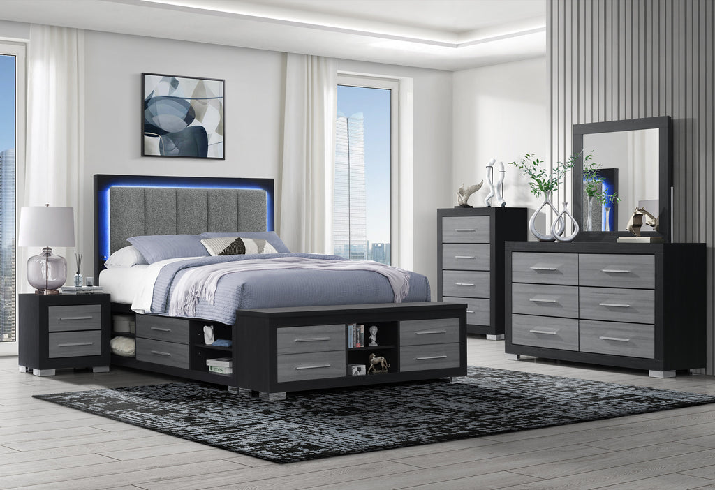 Emma (Black-Grey) Platform Bed