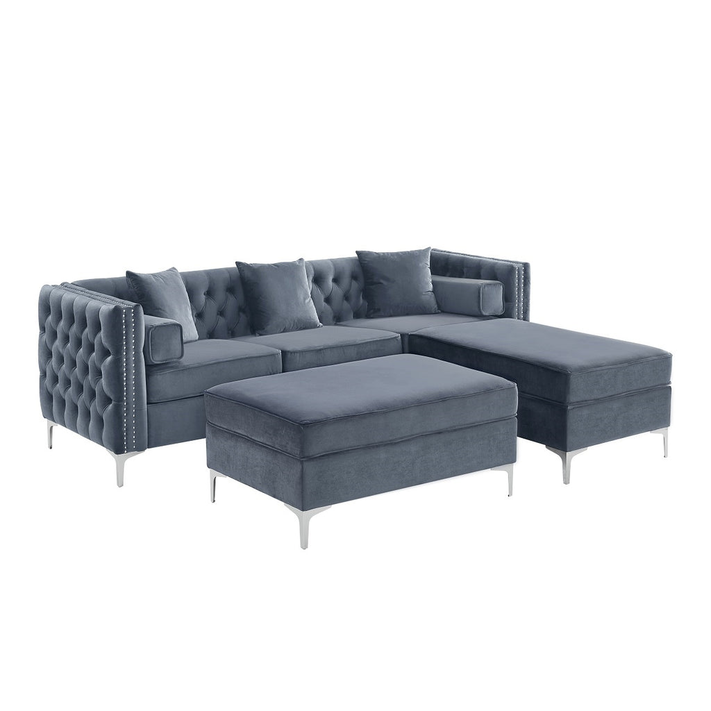 IF-9280 Sectional with Reversible Chaise (Grey Velvet)