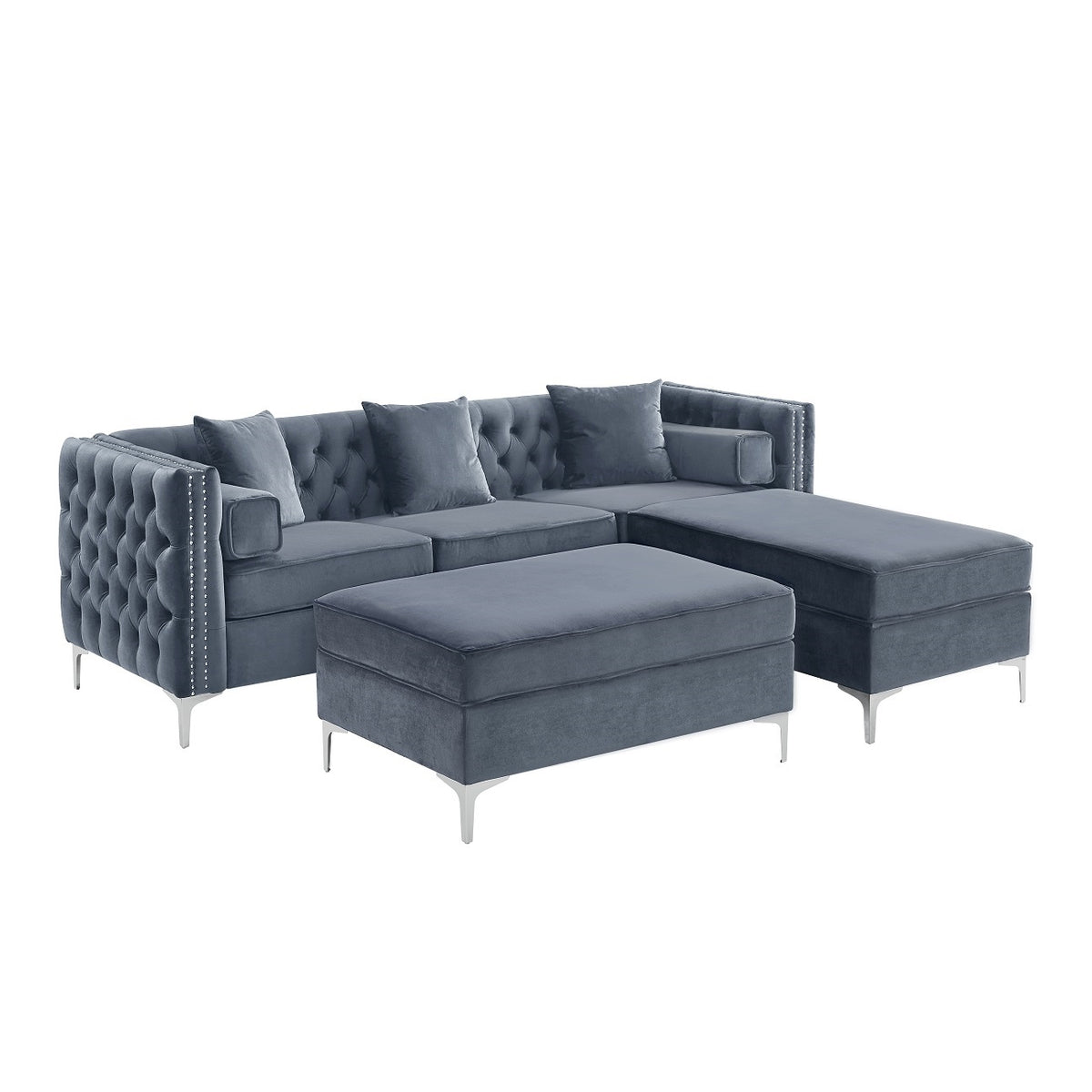 IF-9280 Sectional with Reversible Chaise (Grey Velvet)