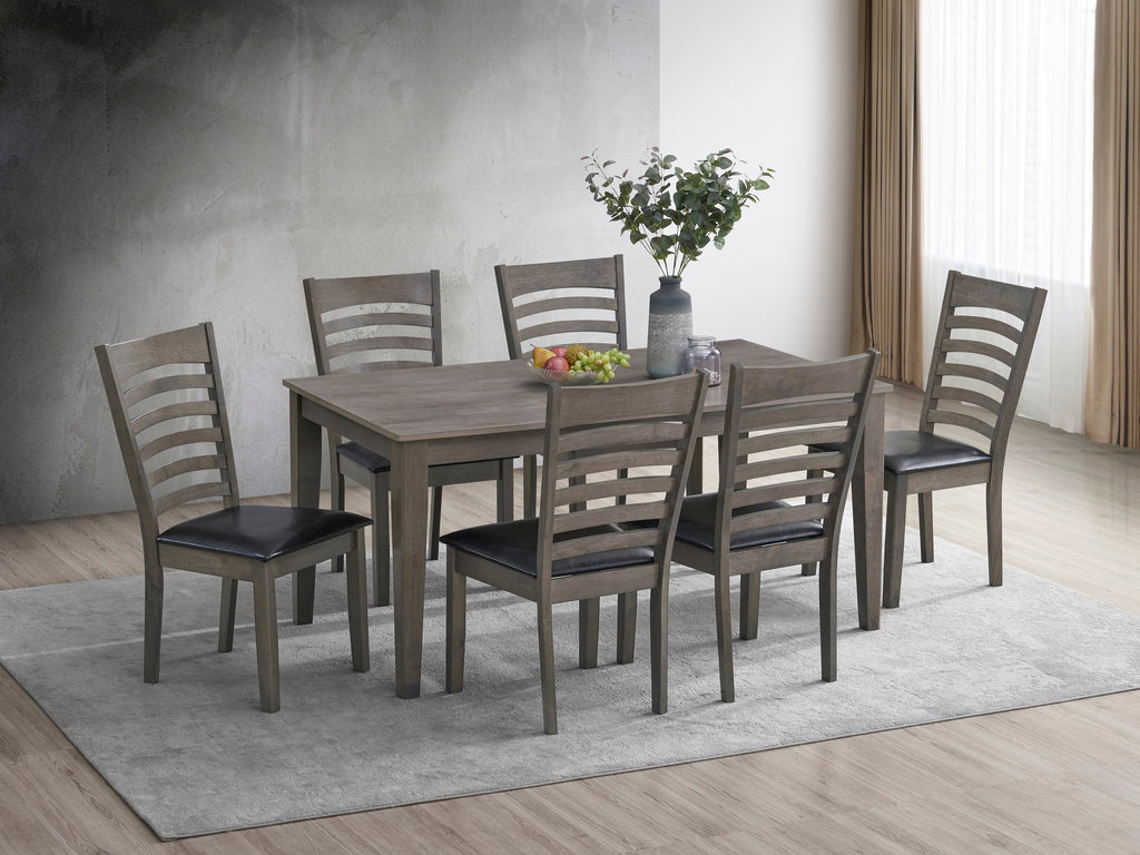 T-1080 / C-1081 7-Piece Dining Set (Black PU)