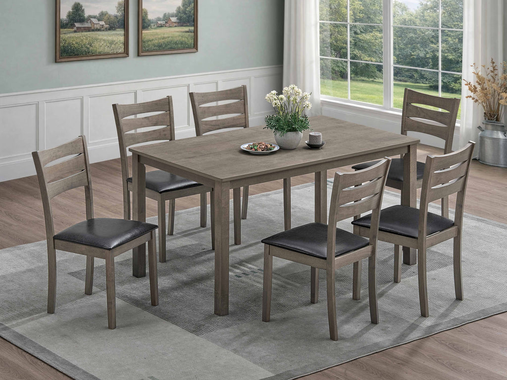 T-1051 / C-1053 7-Piece Dining Set (Black Pu)