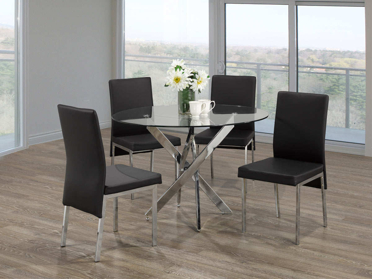 T-1447 / C-5063 5-Piece Dining Set (Black PU)