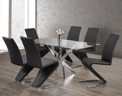 T-1448 / C-1785 7-Piece Dining Set (Black PU)