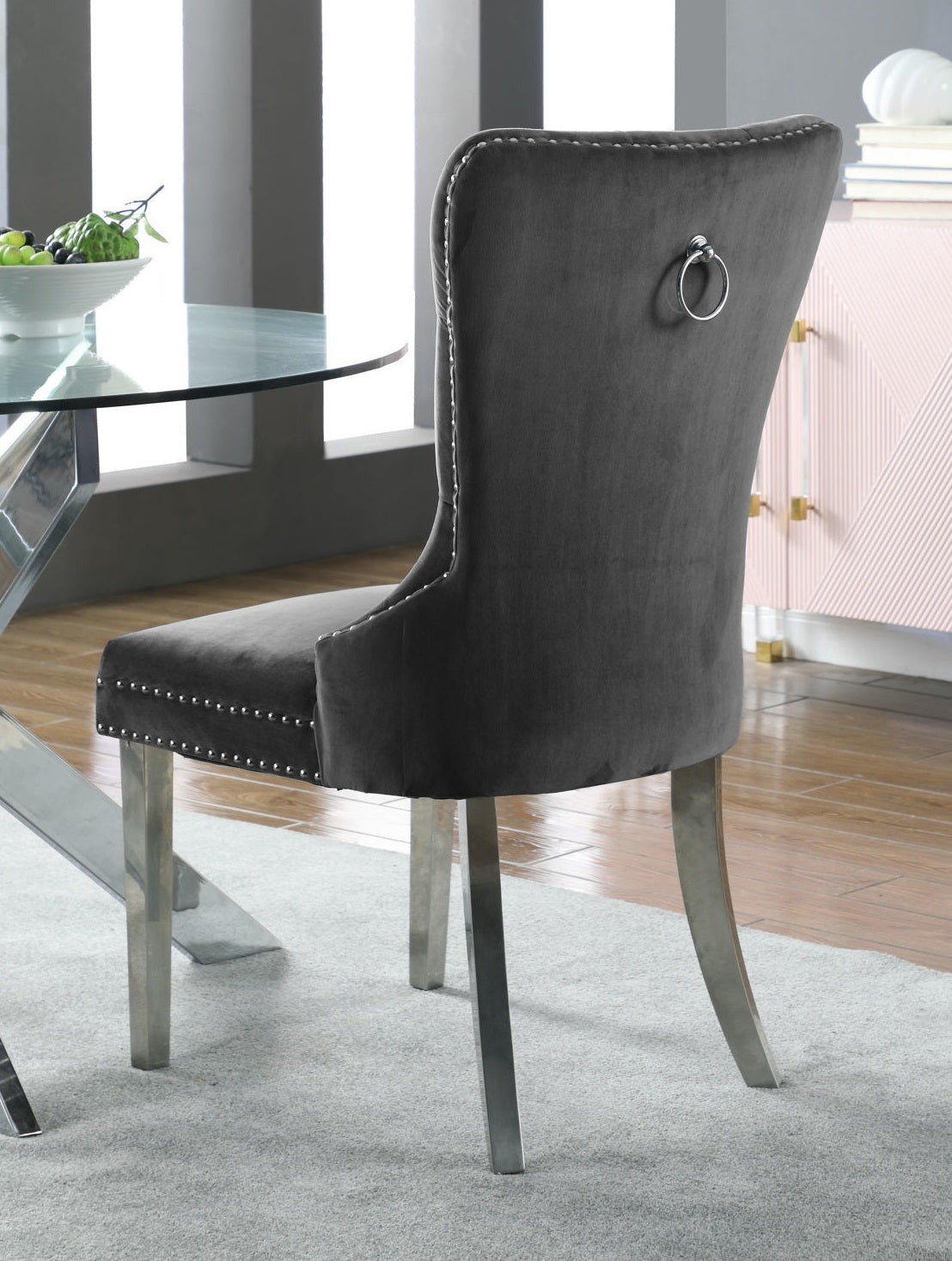 C-1260 Dining Chair (Grey Velvet) (Set of 2)