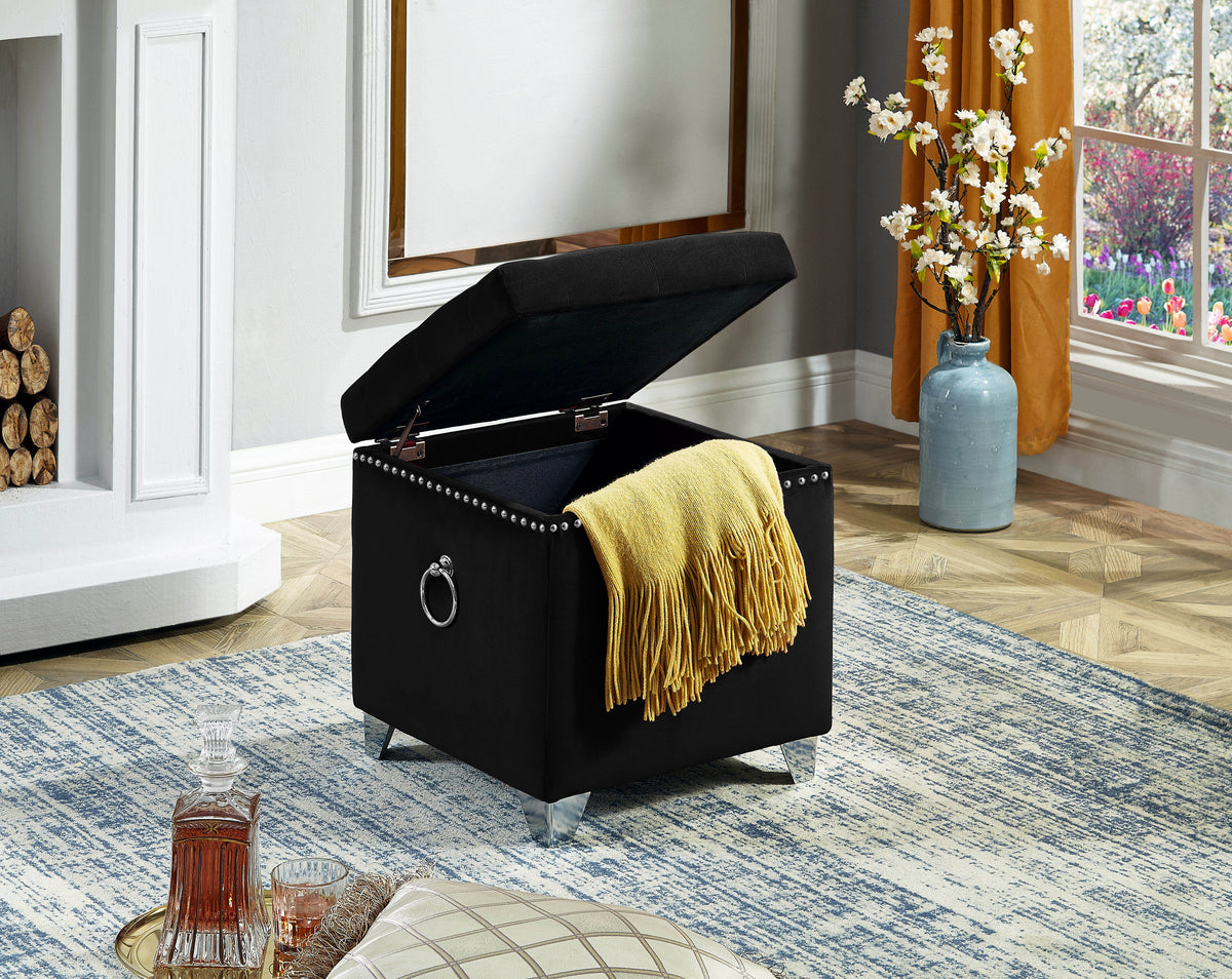 IF-6296 Ottoman (Black Velvet)