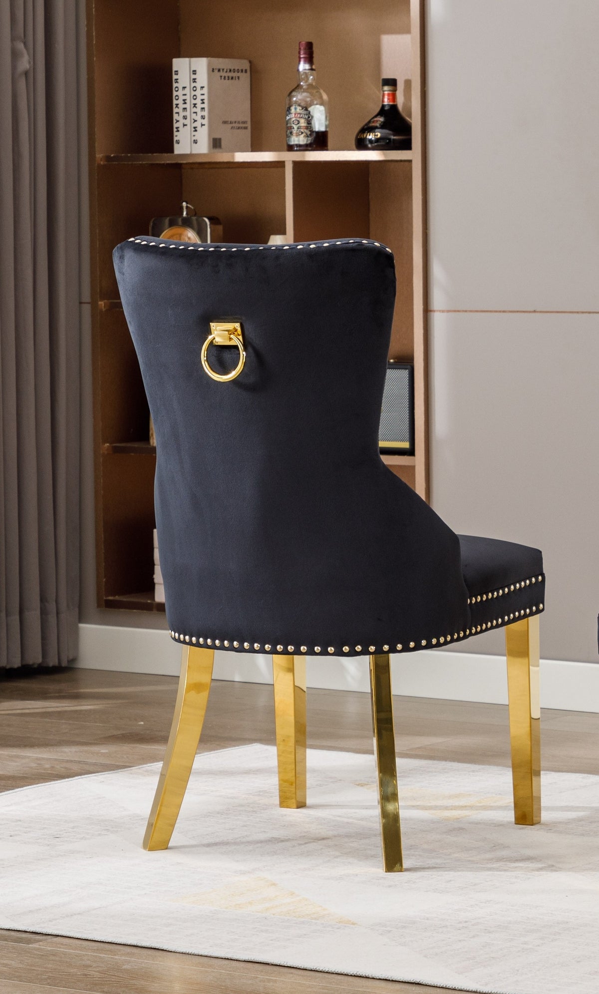 C-1451 Dining Chair (Black Velvet) (Set of 2)