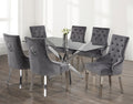 T-1448 / C-1250 7-Piece Dining Set (Grey Velvet)