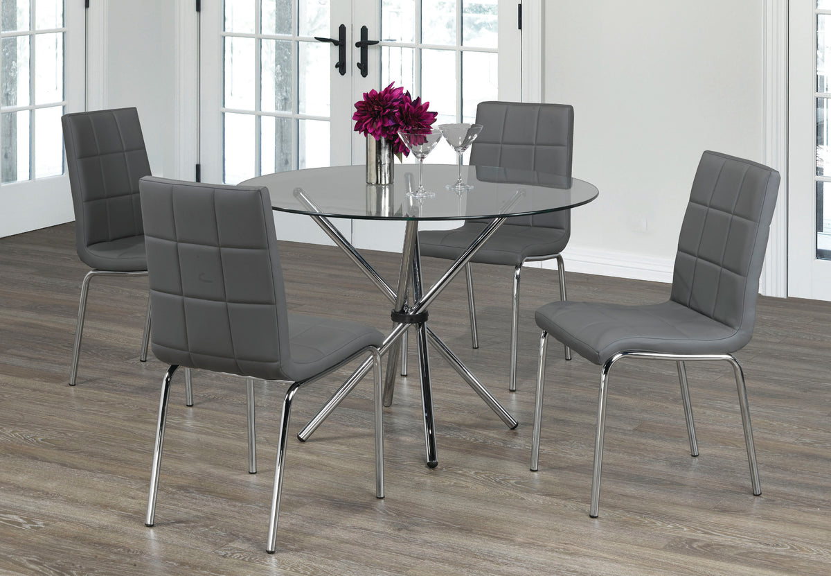 T-1430 / C-1762 5-Piece Dining Set (Grey PU)