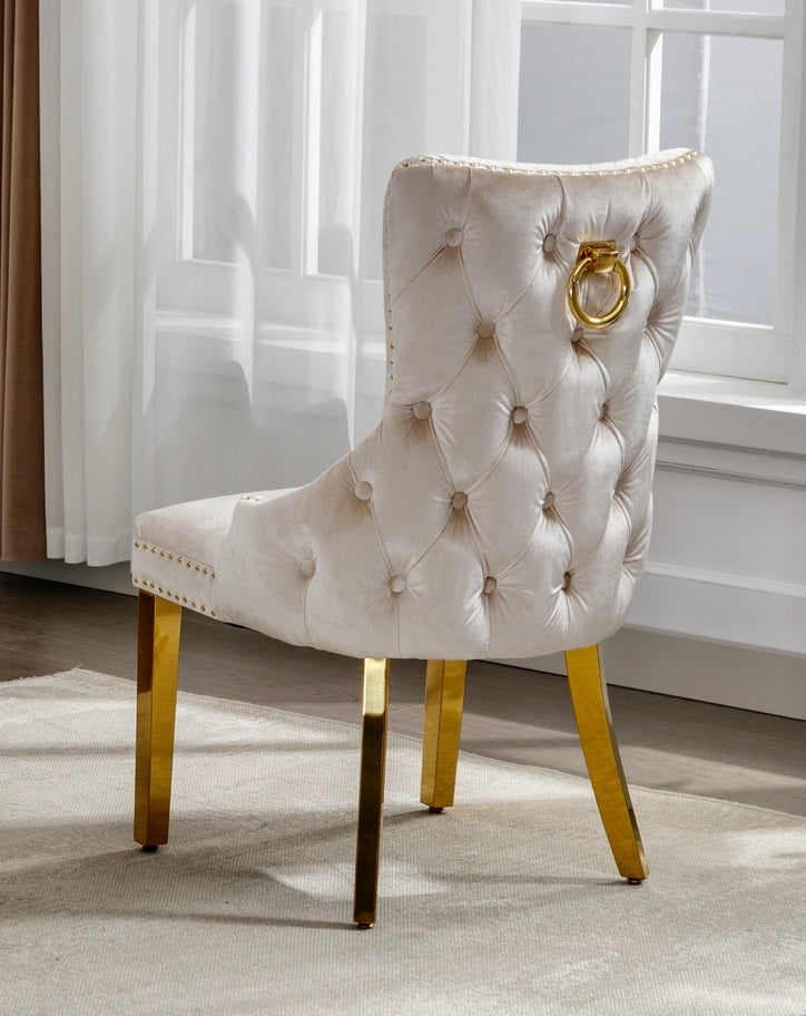 C-1285 Dining Chair (Crème Velvet) (Set of 2)