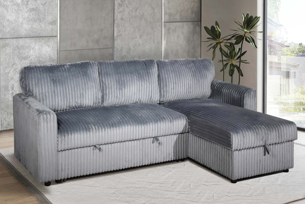 IF-9025 Sofa Bed Sectional with Reversible Chaise (Grey Fabric)