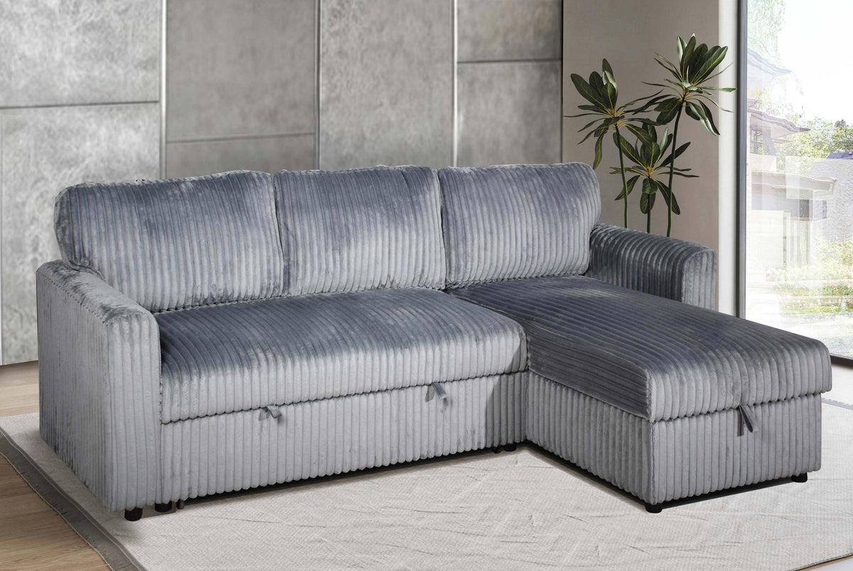 IF-9025 Sofa Bed Sectional with Reversible Chaise (Grey Fabric)
