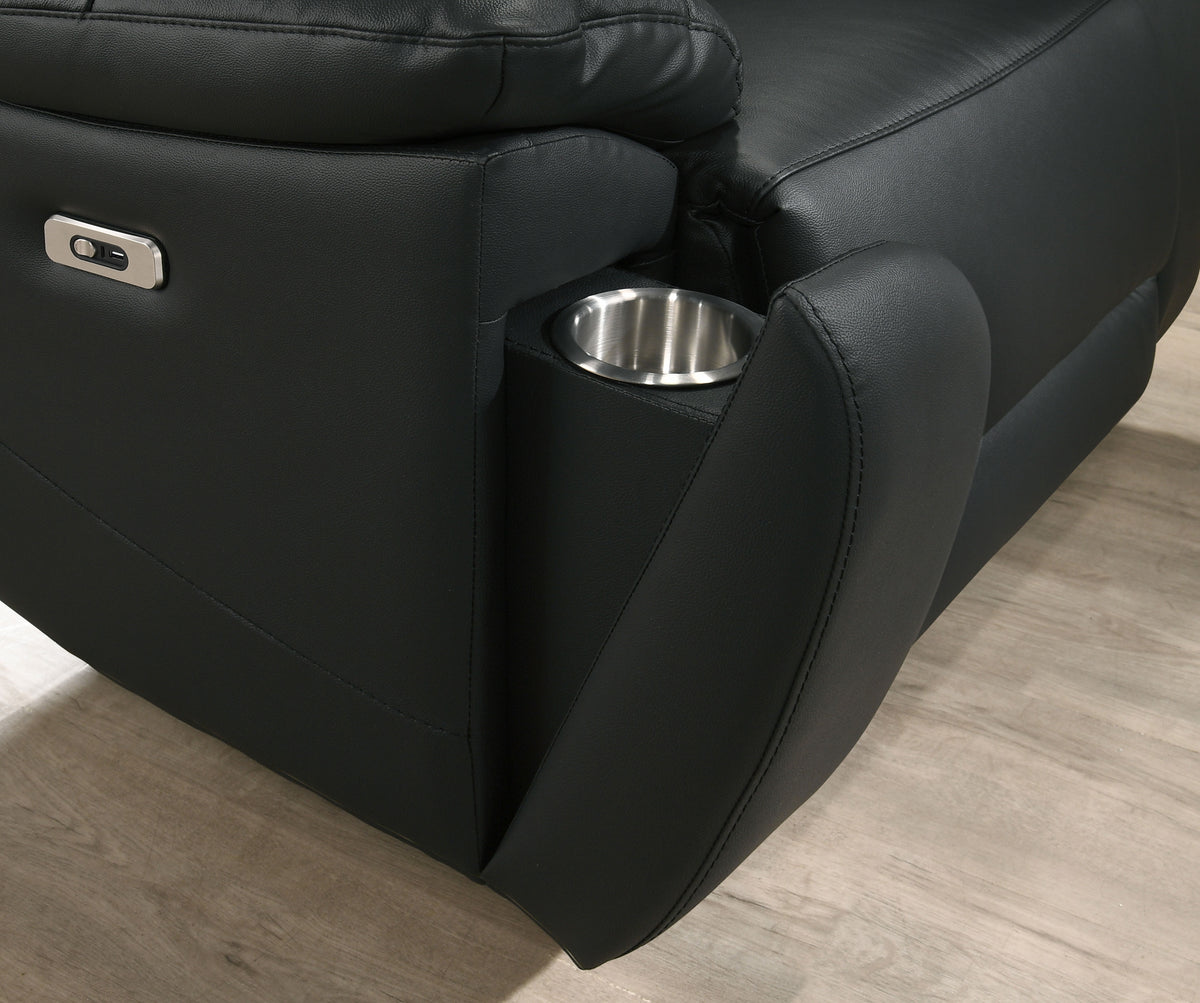 IF-8161 Power Recliner Sofa Set (Black Leather Match)