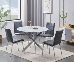 T-1445 / C-1762 5-Piece Dining Set (Grey PU)