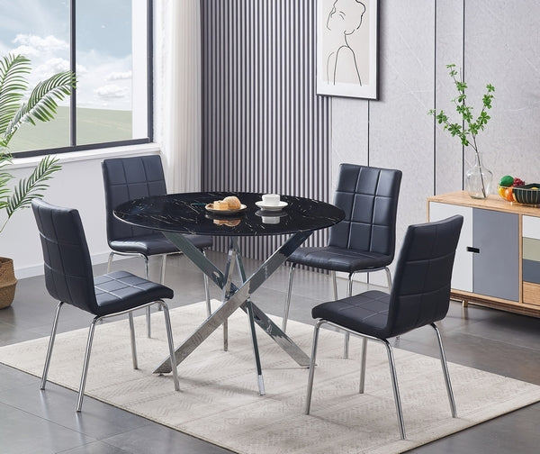 T-1446 Dining Table (Black Marble)