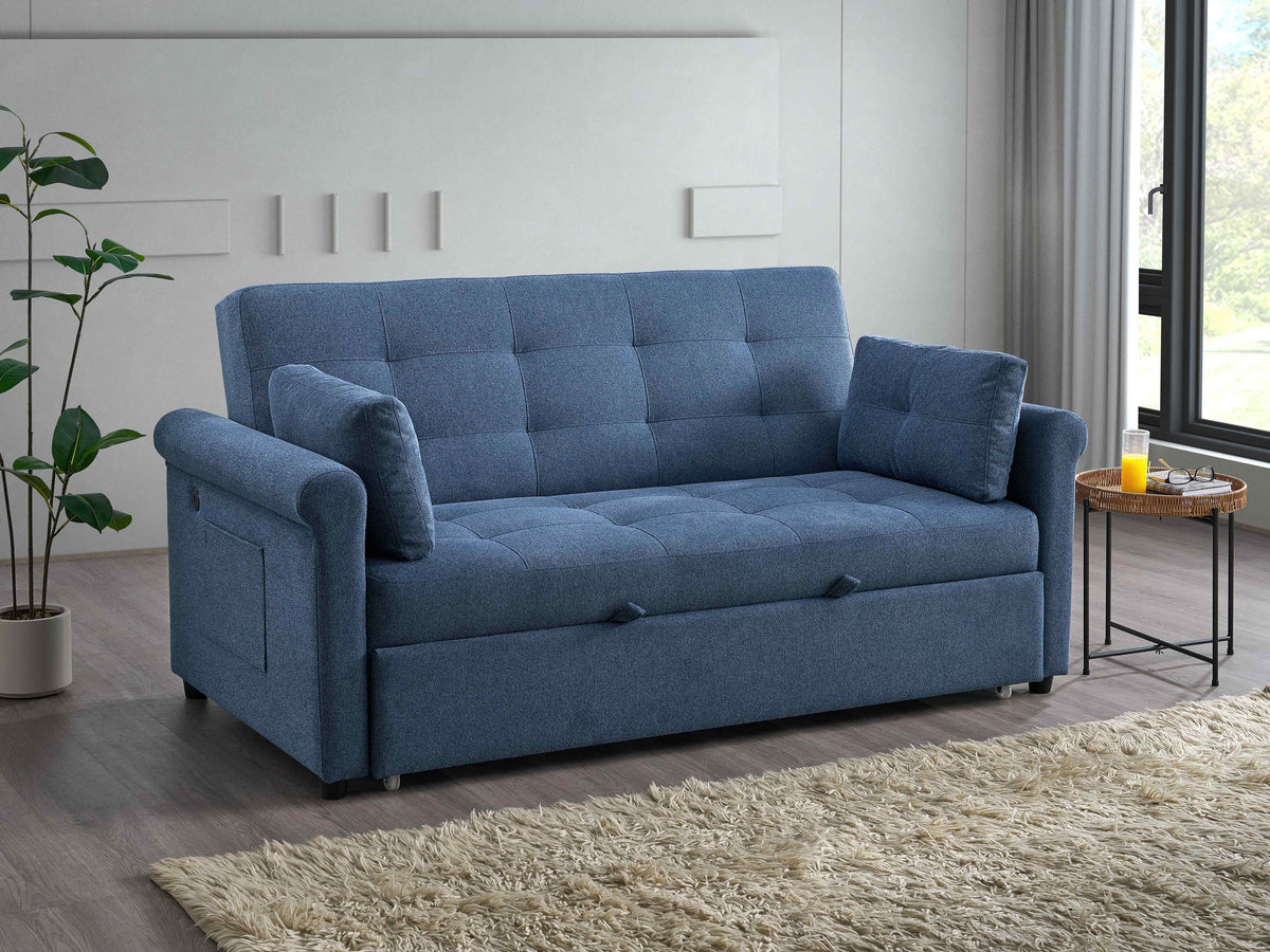 IF-9047 Sofa Bed - Medium (Blue Fabric)