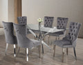 T-1448 / C-1260 7-Piece Dining Set (Grey Velvet)