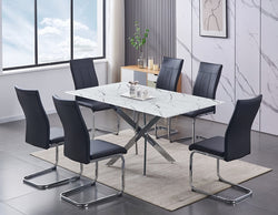 T-1442 / C-1877 7-Piece Dining Set (Black PU)