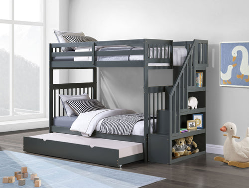 B 1846 39"/39" Bunk Bed (Grey, Reversible stairs)