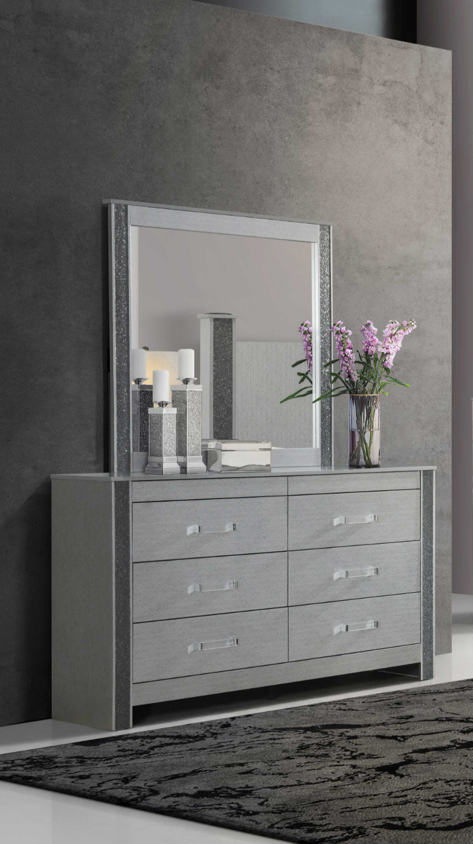 Logan-Silver Dresser & Mirror