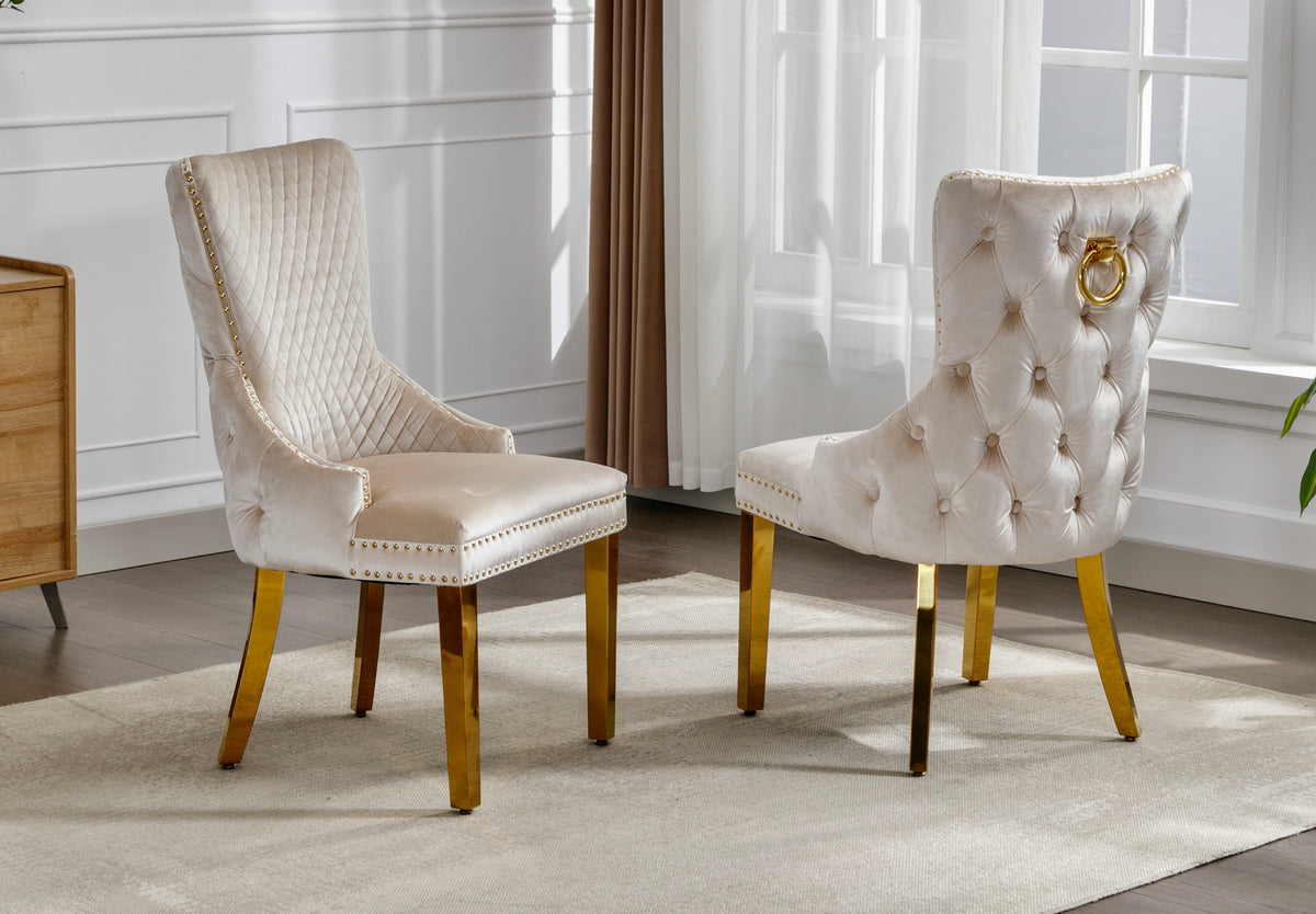 C-1285 Dining Chair (Crème Velvet) (Set of 2)