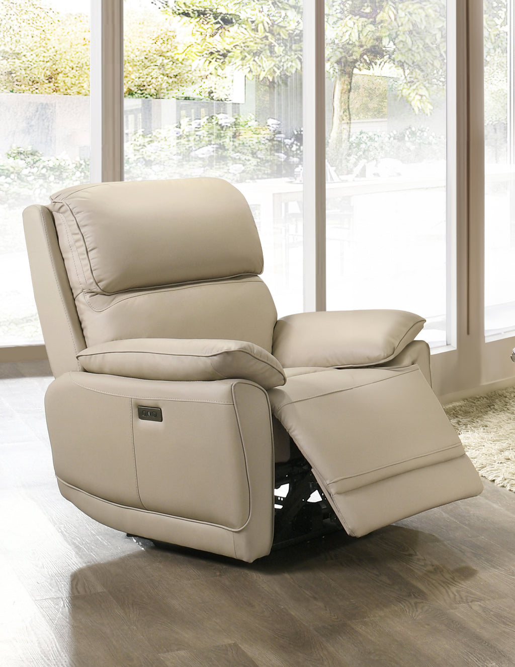 IF-8172 Power Recliner Sofa Set (Cream Leather Match)