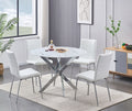 T-1445 / C-1761 5-Piece Dining Set (White PU)