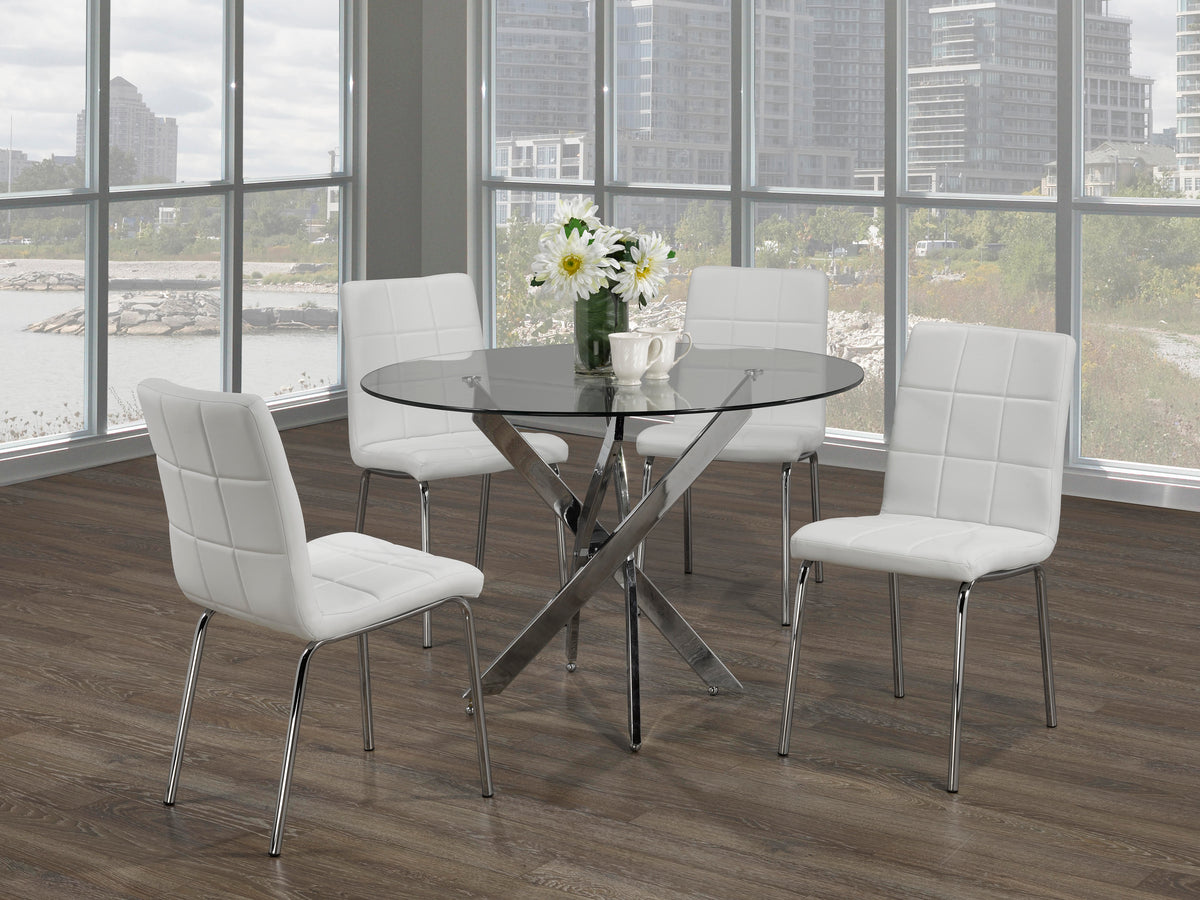 T-1447 / C-1761 5-Piece Dining Set (White PU)
