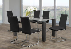 T-1449 / C-1871 7-Piece Dining Set (Black PU)