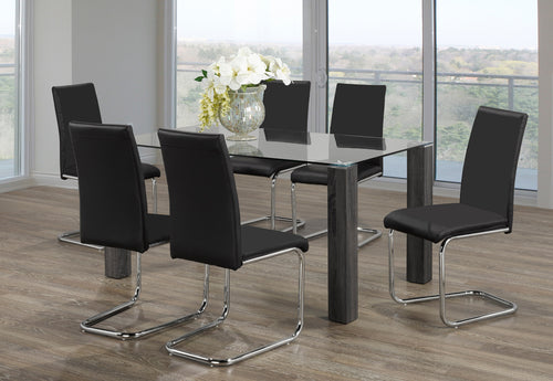 T-1449 / C-1871 7-Piece Dining Set (Black PU)