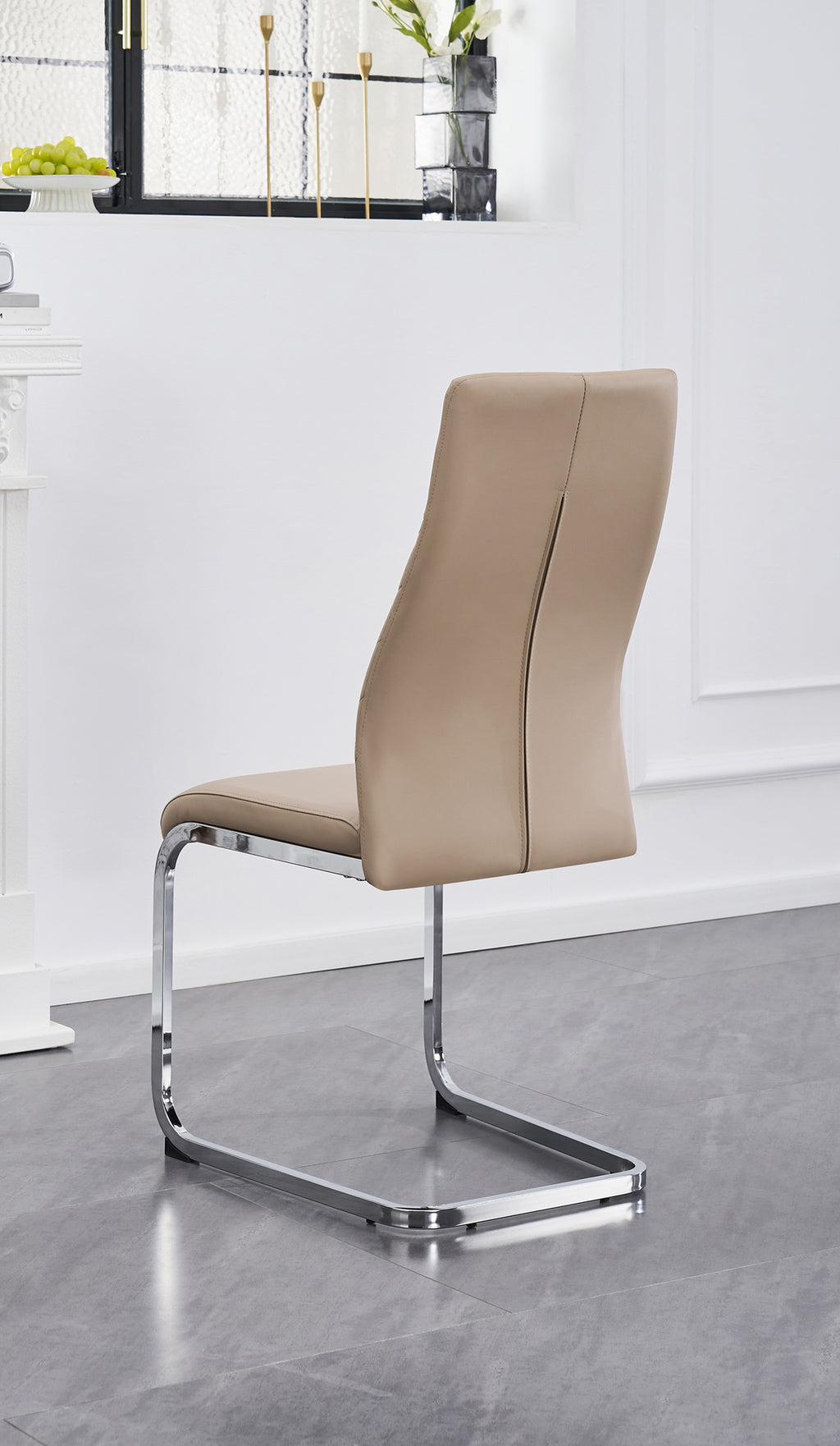 C-1577 Dining Chair (Beige PU, Diamond) (Set of 2)