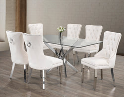 T-1448 / C-1263 7-Piece Dining Set (Crème Velvet)