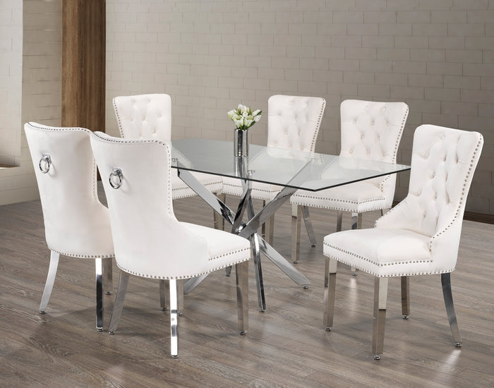 T-1448 / C-1263 7-Piece Dining Set (Crème Velvet)