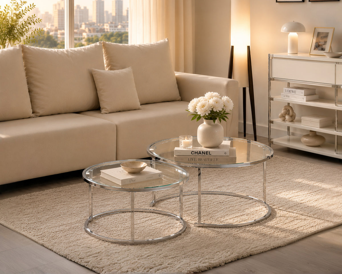 IF-2610 2-Piece Coffee Table Set (Chrome)