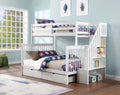 B 1852 39"/54" Bunk Bed (White, Reversible stairs)