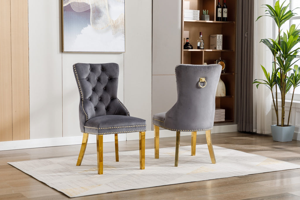 C-1450 Dining Chair (Grey Velvet) (Set of 2)