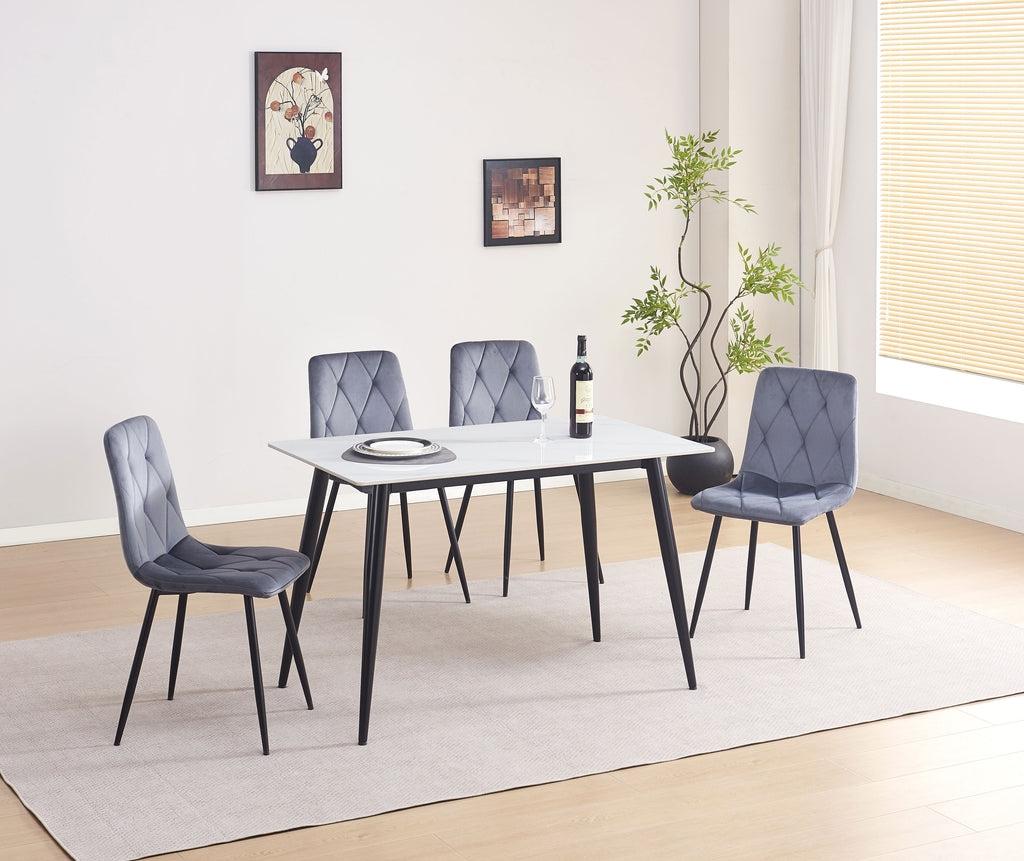 T-1630 / C-1632 5-Piece Dining Set (Dark Grey Velvet)