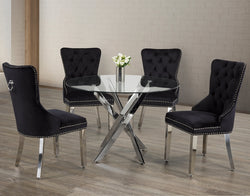 T-1447 / C-1261 5-Piece Dining Set (Black Velvet)