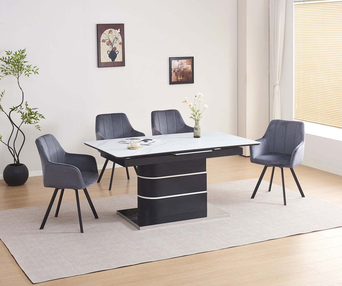 T-1410 / C-1412 7-Piece Dining Set (Dark Grey)