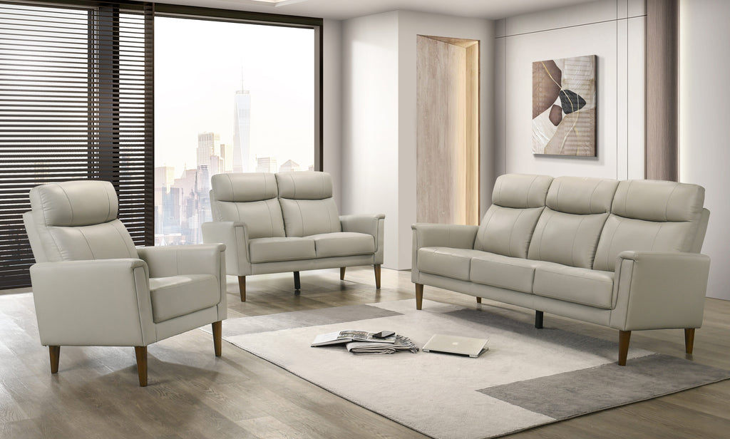 IF-8010 Stationary Sofa Set (Light Grey Leather Match)