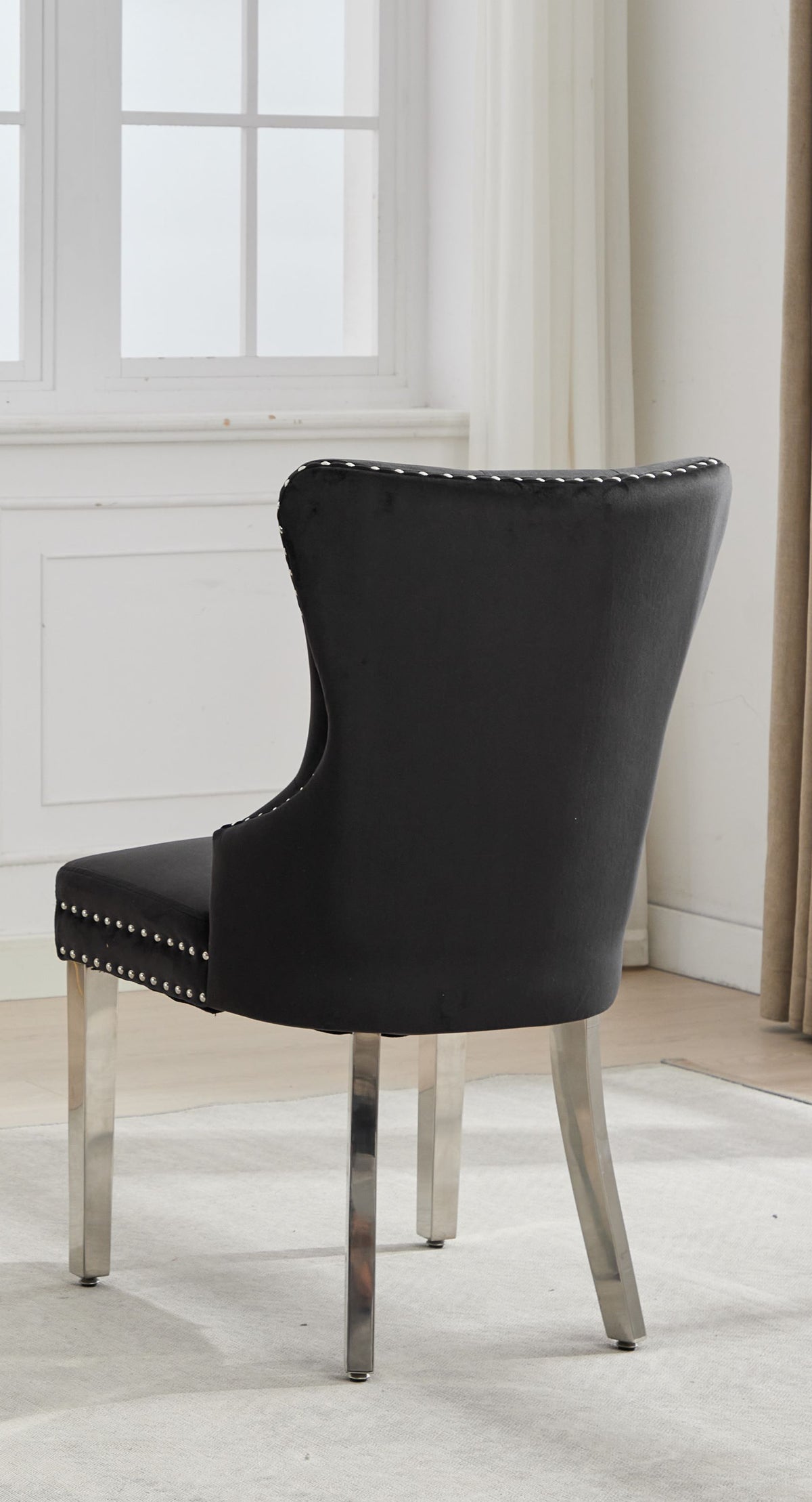 C-1246 Dining Chair (Black Velvet) (Set of 2)