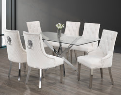T-1448 / C-1253 7-Piece Dining Set (Crème Velvet)