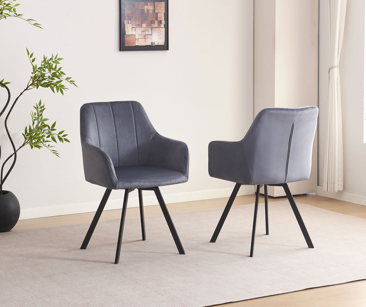 C-1412 Swivel Dining Chair (Dark Grey) (Set of 2)