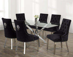 T-1448 / C-1251 7-Piece Dining Set (Black Velvet)