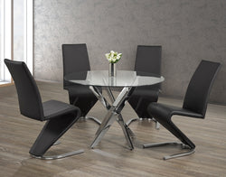 T-1447 / C-1785 5-Piece Dining Set (Black PU)