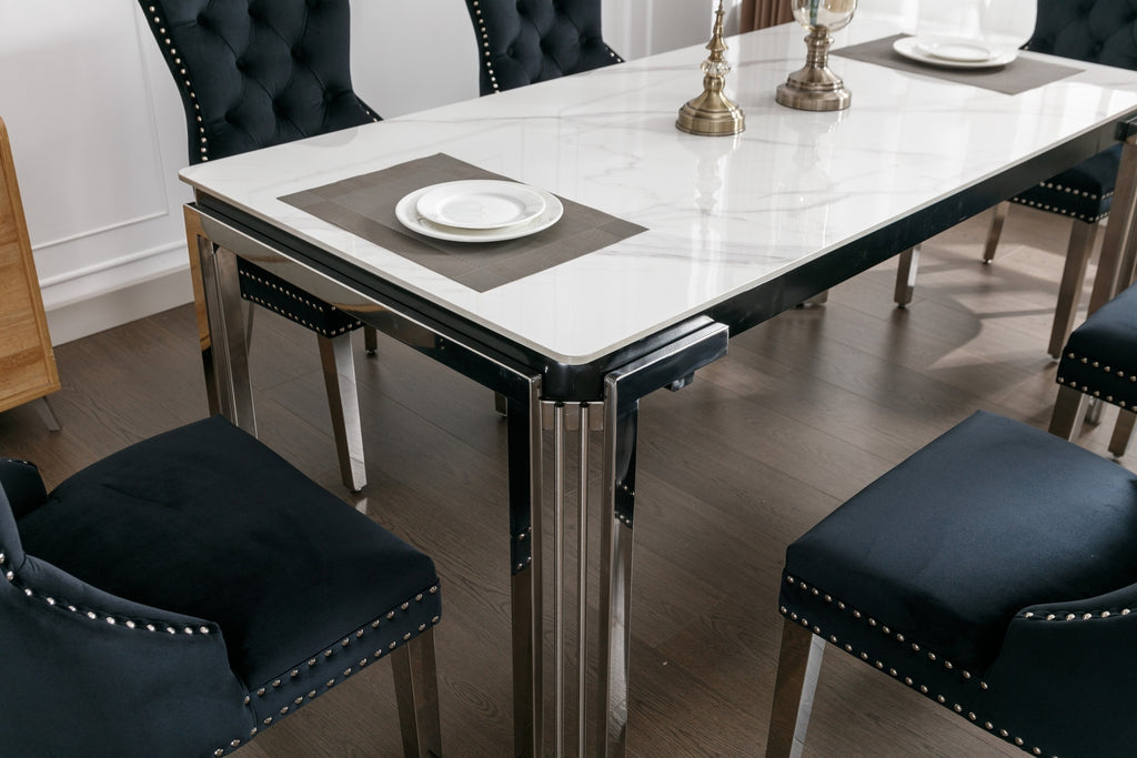 T-1274 / C-1261 7-Piece Dining Set (Black Velvet)