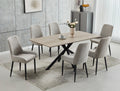 T-1510 / C-1512 7-Piece Dining Set (Greyish/Beige Fabric)