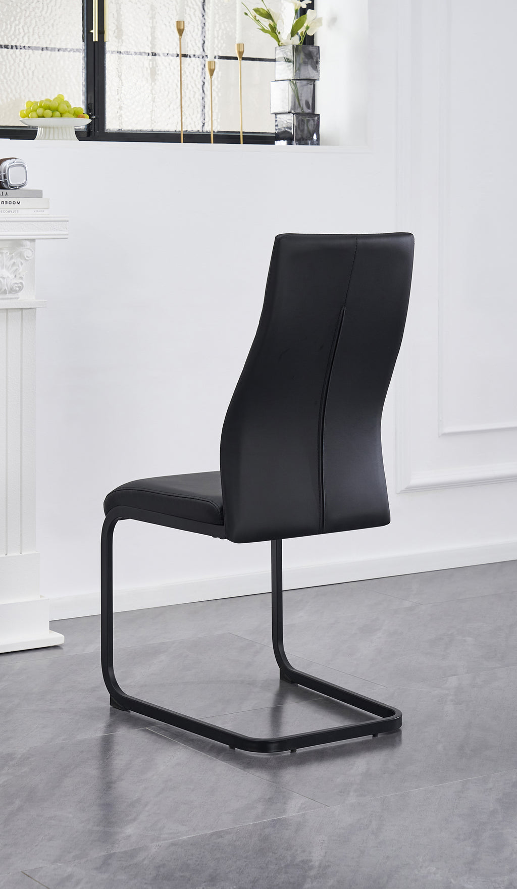 C-1578 Dining Chair (Black PU) (Set of 2)