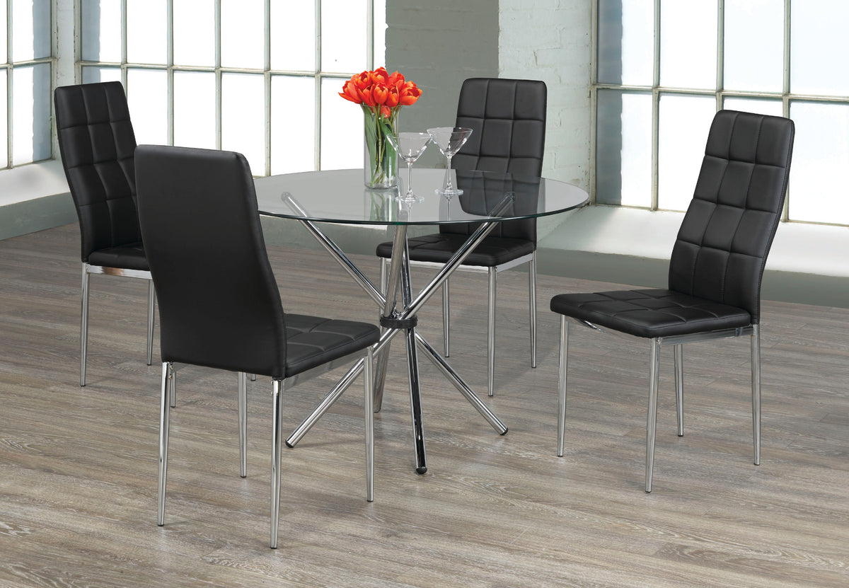 T-1430 / C-1770 5-Piece Dining Set (Black PU)